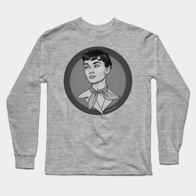 Audrey Hepburn Long Sleeve T-Shirt by Ronlewhorn Industries